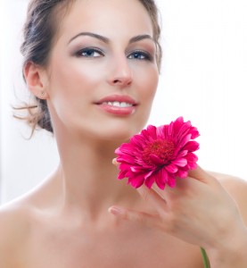 Woman holding a flower