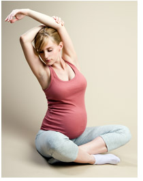 Pregnant woman stretching 