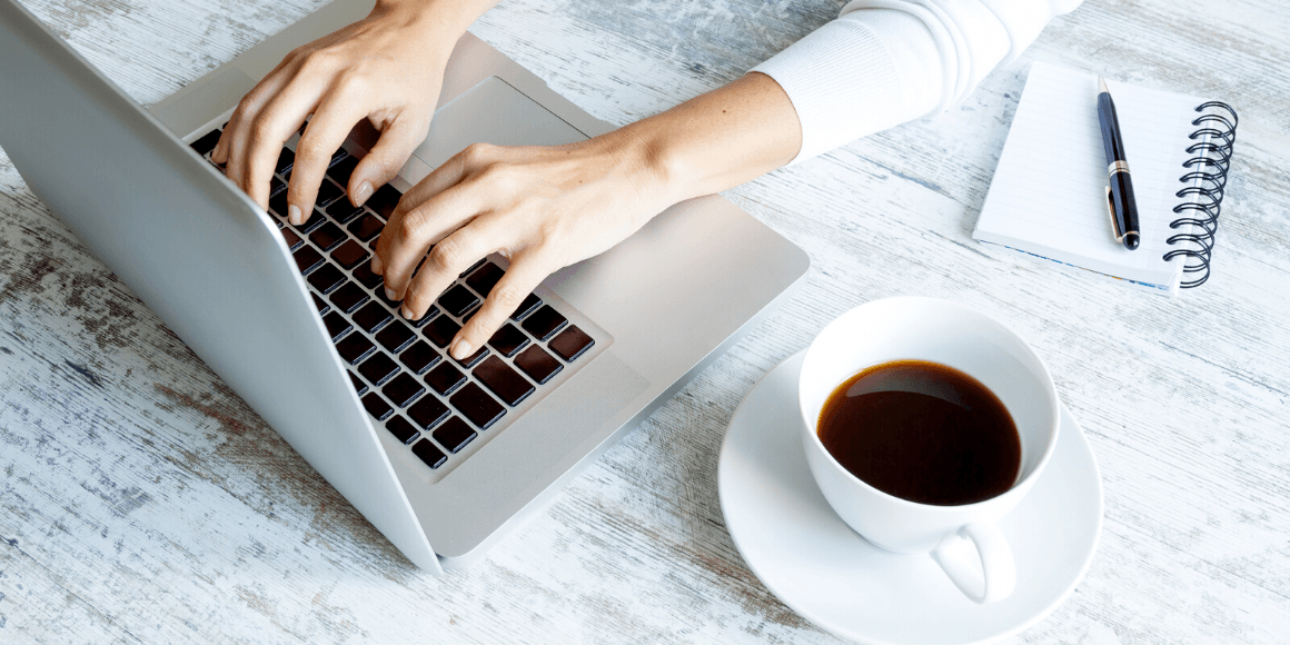 Person working on a laptop