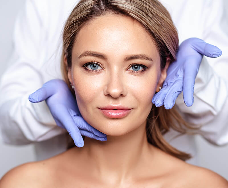 Woman after a face procedure