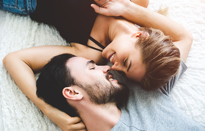 Couple laying on the floor