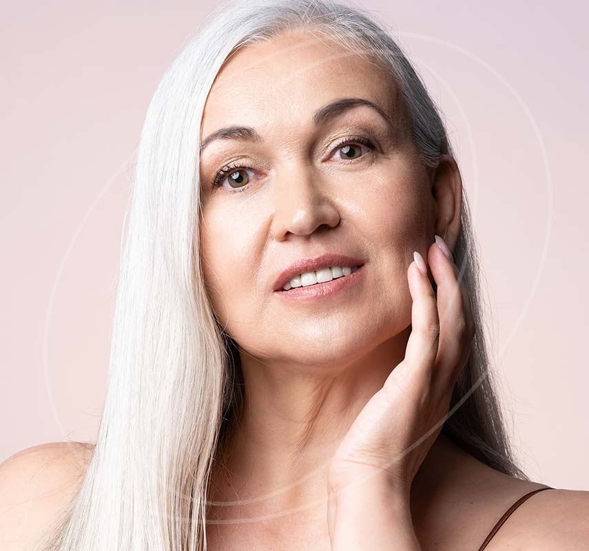 Older woman with long white hair